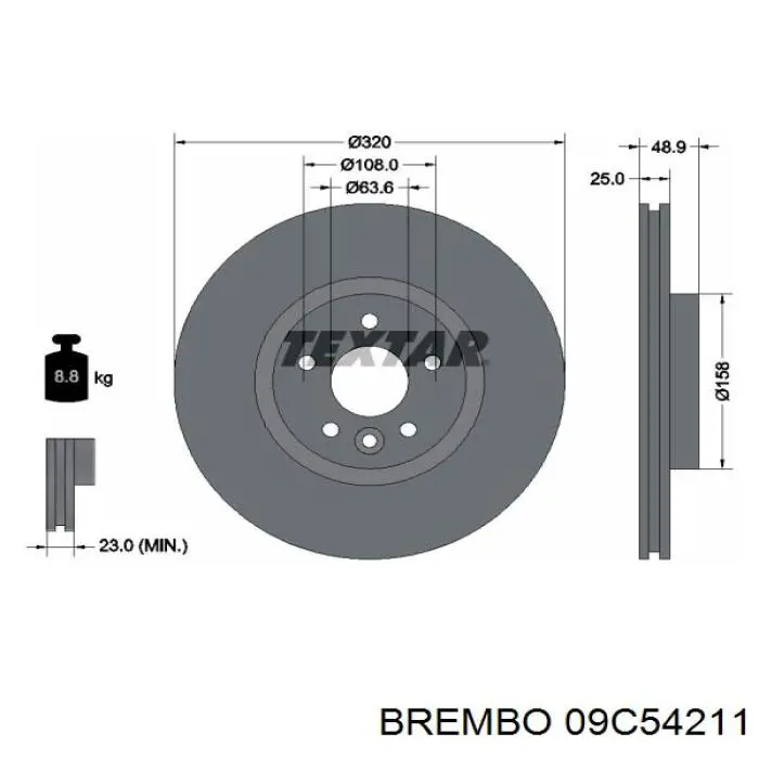Comprar 09C54211 Brembo Freno de disco delantero