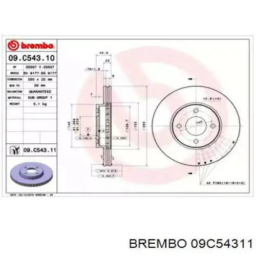 09.C543.11 Brembo freno de disco delantero