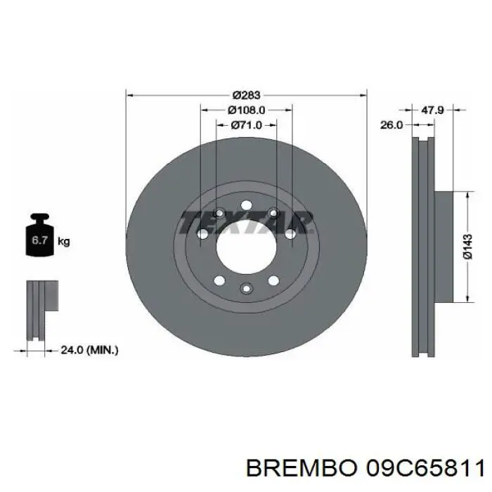 Freno de disco delantero BREMBO 09C65811