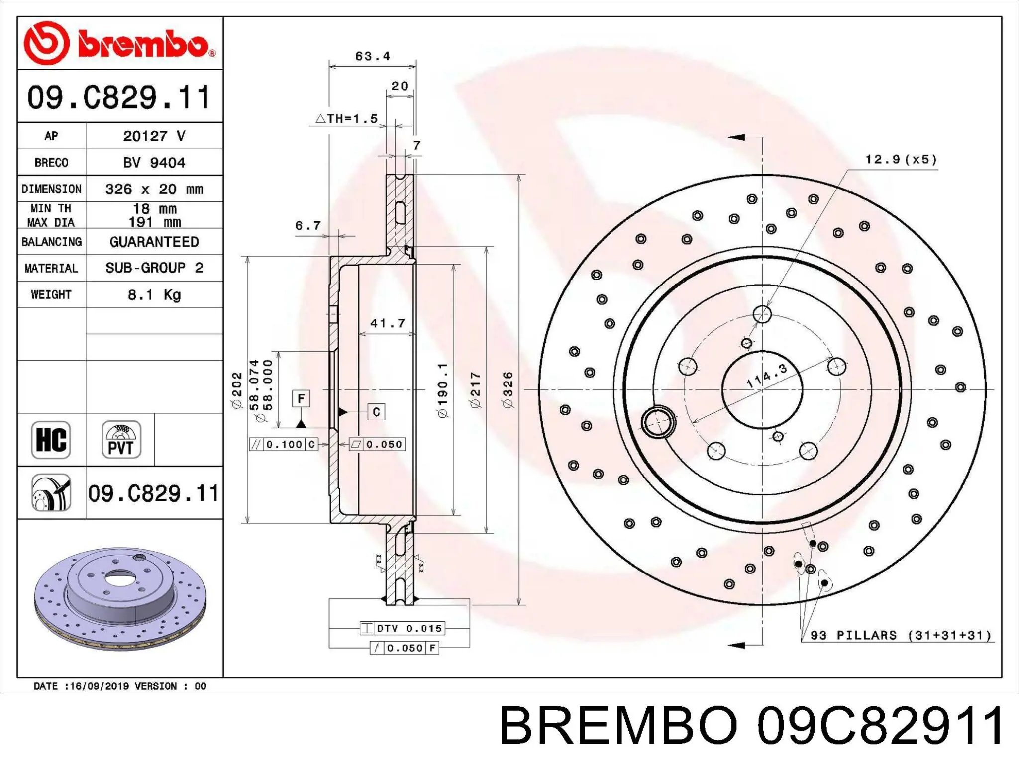 09C82911 Brembo