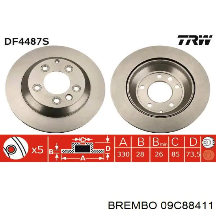 Disco de freno trasero Brembo 09C88411 precio, desde 67,35 EUR