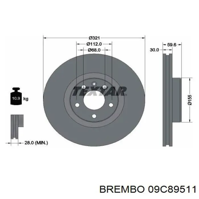 Freno de disco delantero BREMBO 09C89511