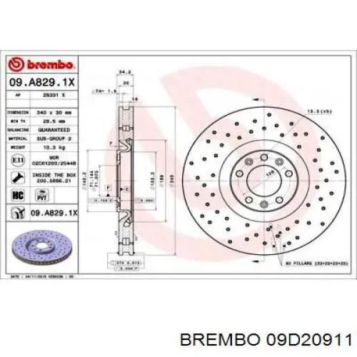 Comprar 09D20911 Brembo Freno de disco delantero