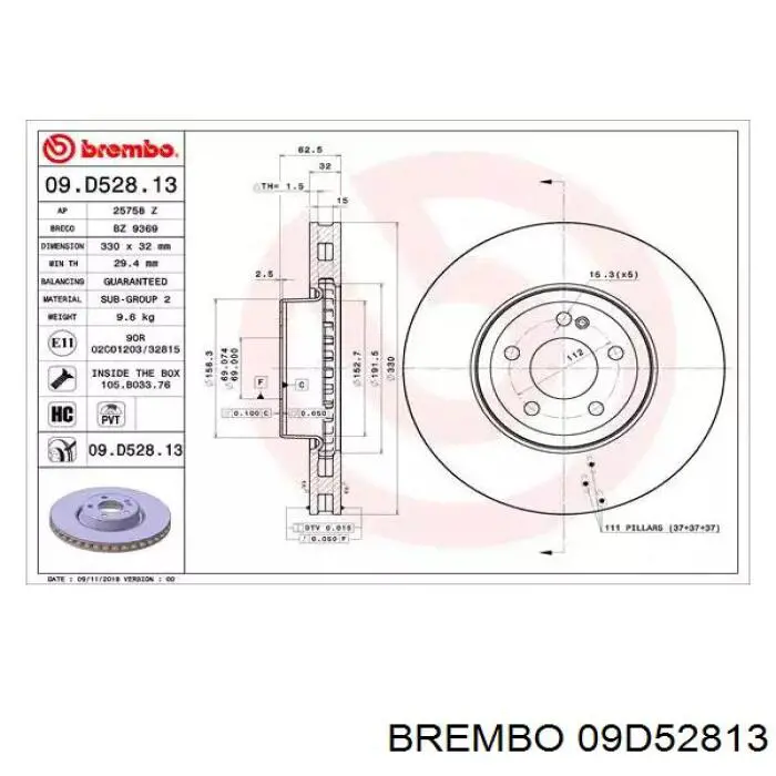 09.D528.13 Brembo freno de disco delantero