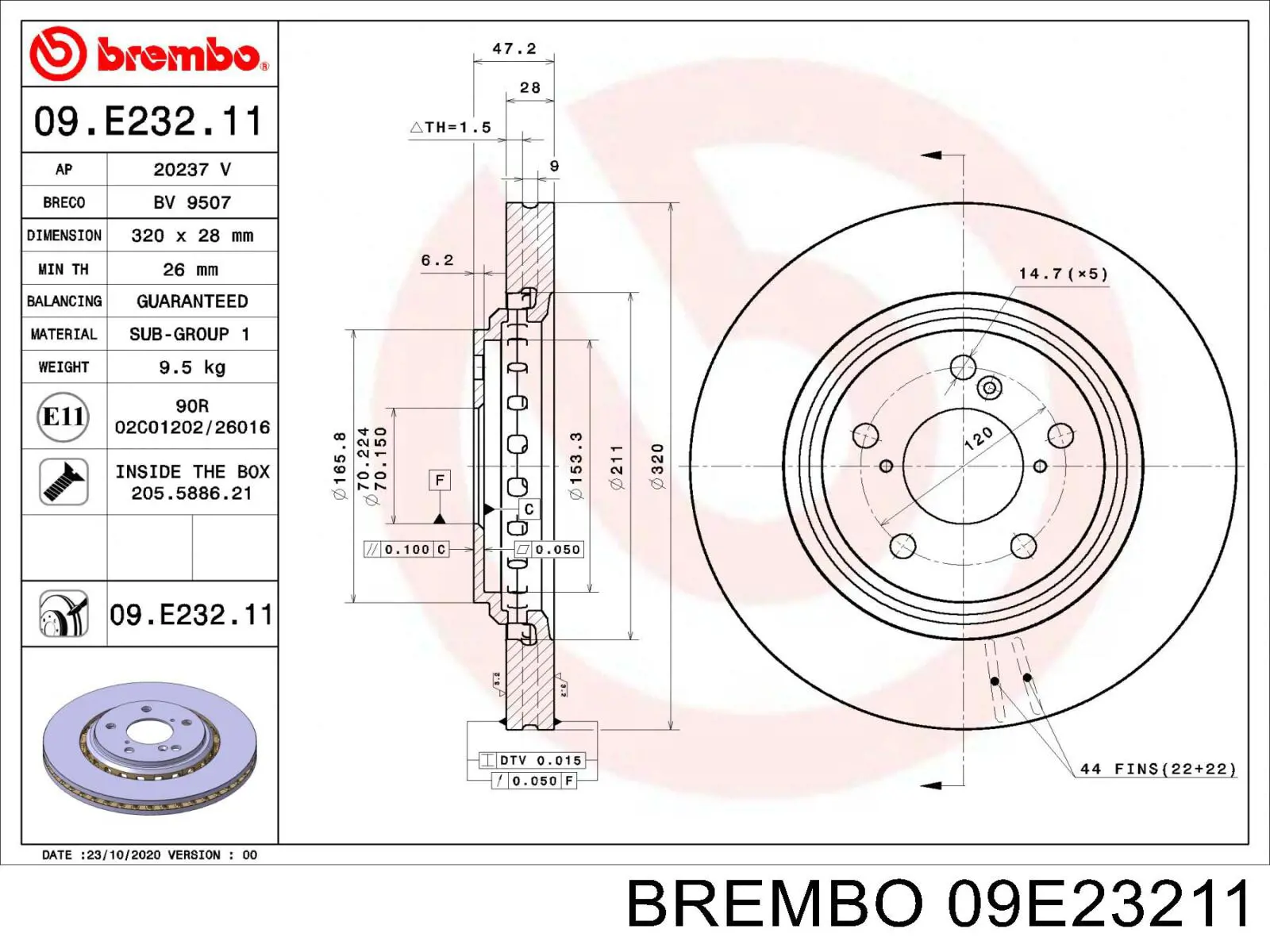 09E23211 Brembo freno de disco delantero