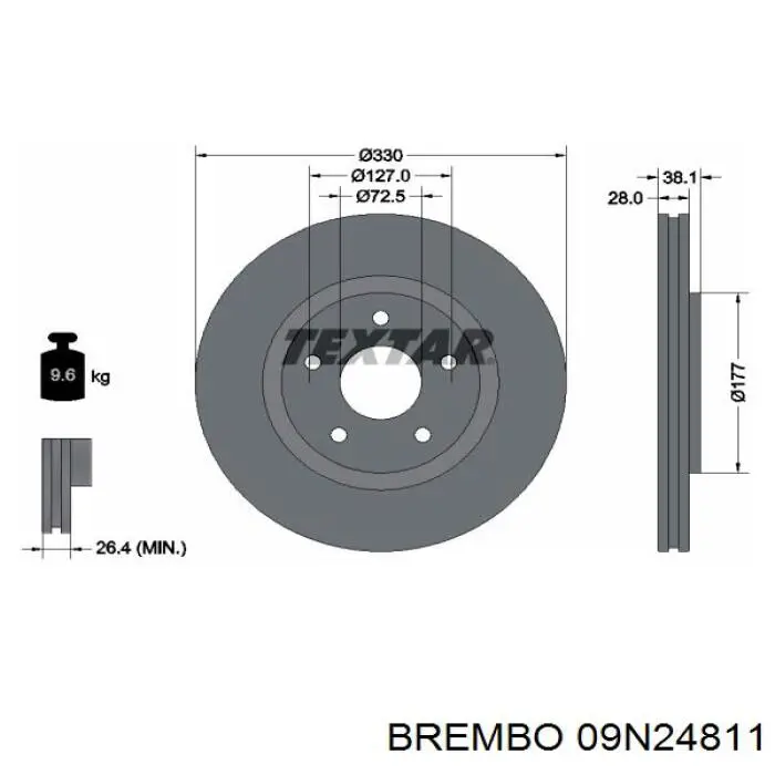 Disco de freno 09N24811 Brembo