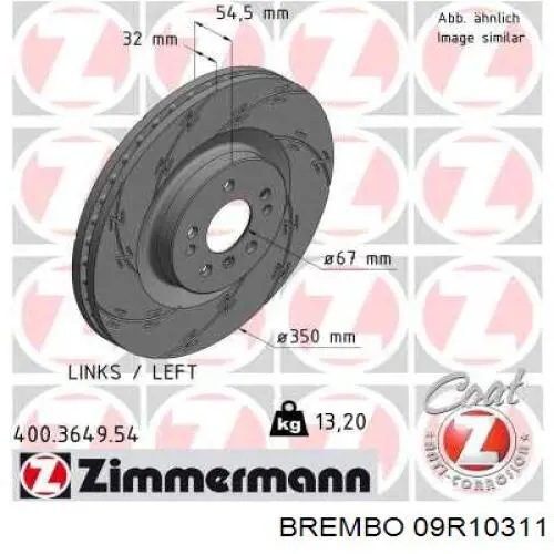 Disco de freno 09R10311 Brembo