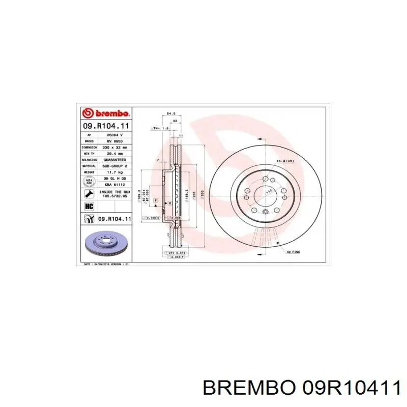 Comprar 09R10411 Brembo Freno de disco delantero