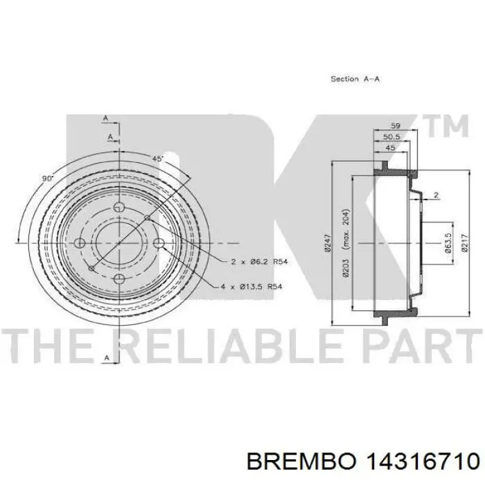 Tambor de freno trasero Brembo 14316710 precio, desde 24,80 EUR
