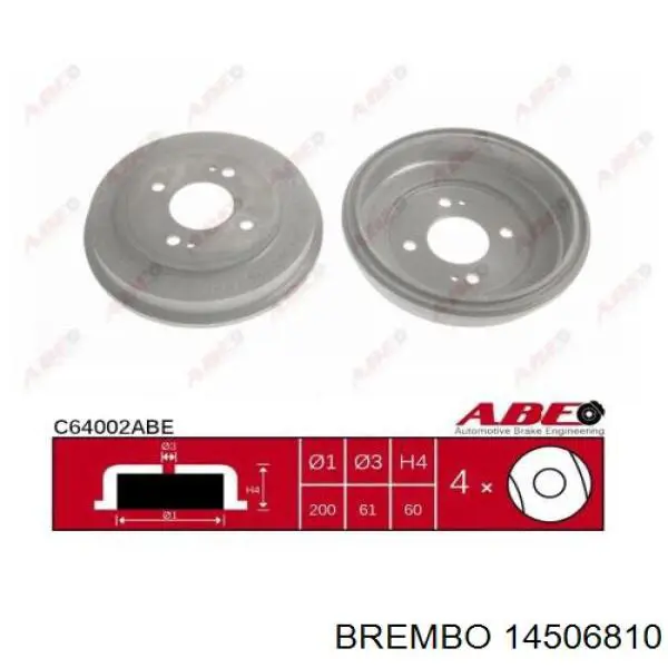 Tambor de freno trasero Brembo 14506810 precio, desde 34,81 EUR