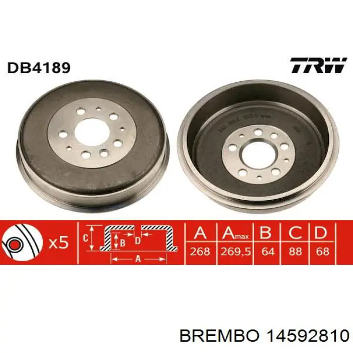 14592810 Brembo freno de tambor trasero