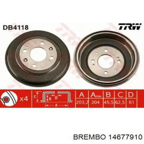 14677910 Brembo freno de tambor trasero