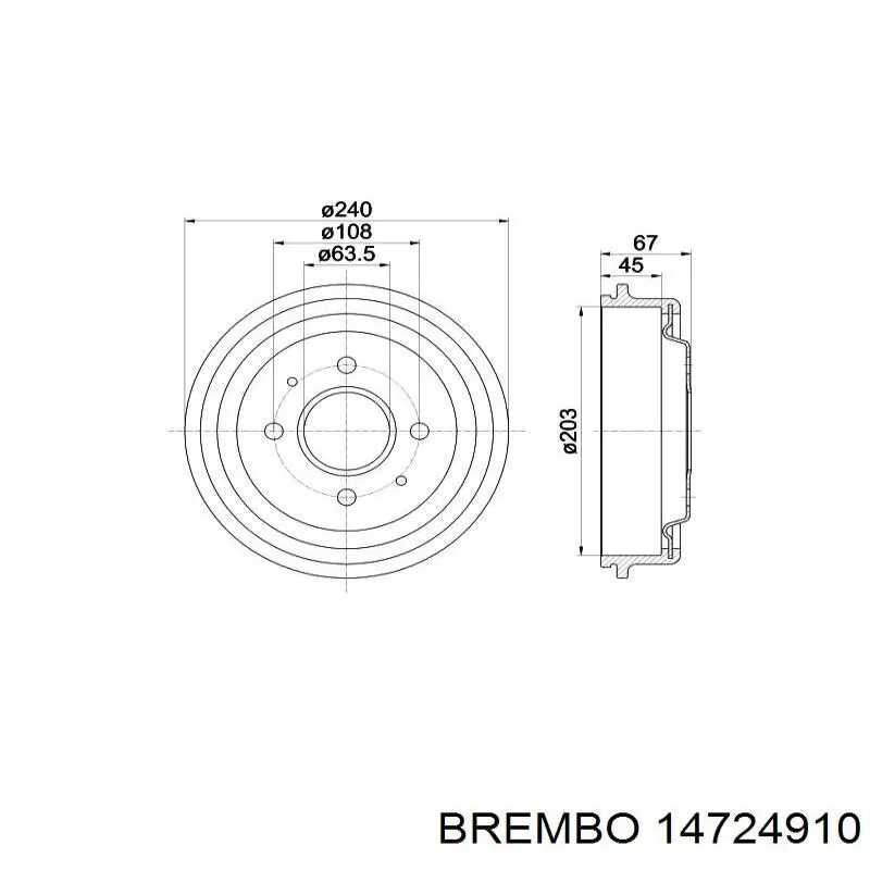 14724910 Brembo freno de tambor trasero