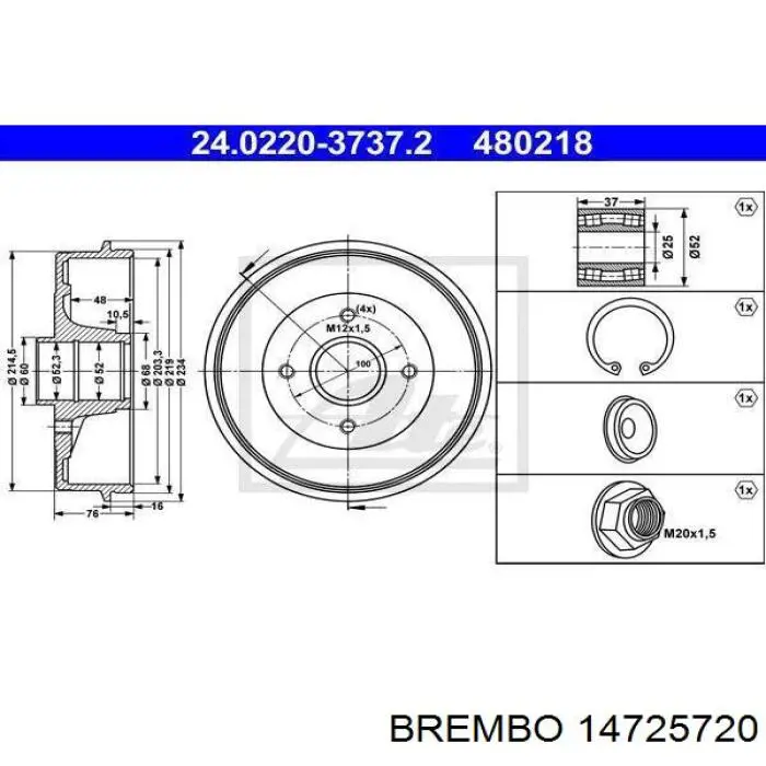 14.7257.20 Brembo freno de tambor trasero