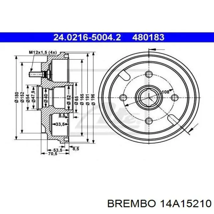 Freno de tambor delantero BREMBO 14A15210