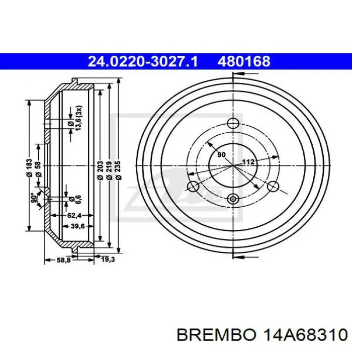 14.A683.10 Brembo freno de tambor trasero