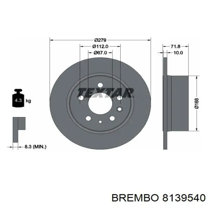 8139540 Brembo disco de freno trasero