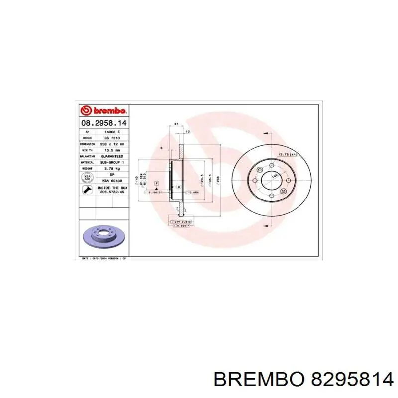 Disco de freno delantero Brembo 8295814