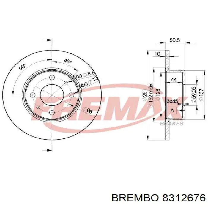 Disco de freno trasero Alfa Romeo 147 937