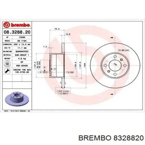 8328820 Brembo freno de disco delantero