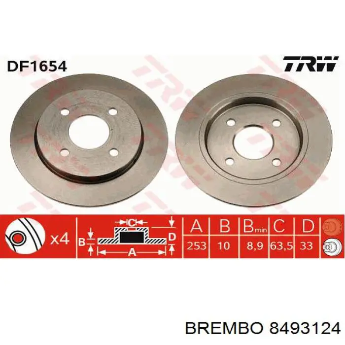 Disco de freno trasero Ford Sierra 1 GBC