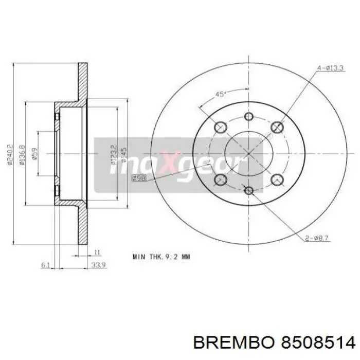 Disco de freno trasero Alfa Romeo 146 930