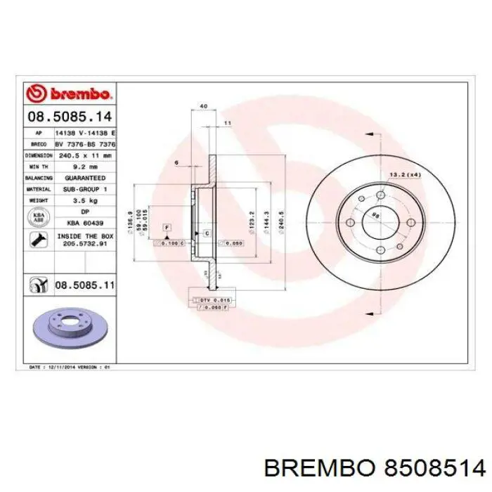 Disco de freno trasero Alfa Romeo 146 930