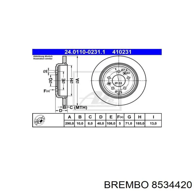 8534420 Brembo disco de freno trasero