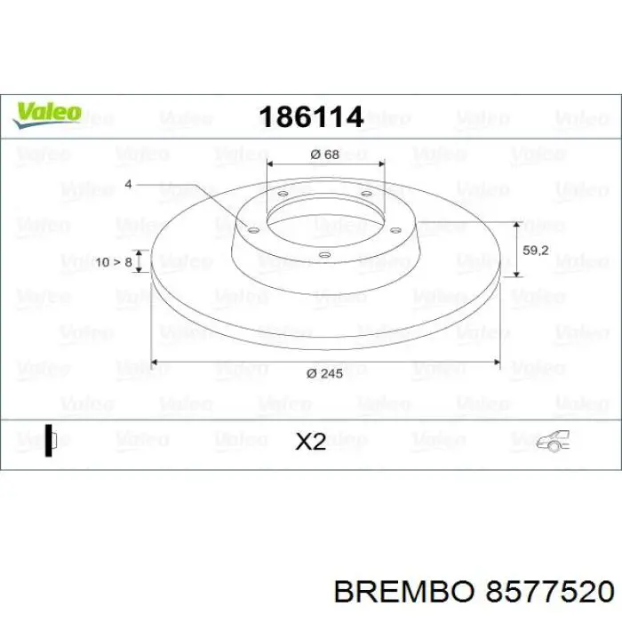 8577520 Brembo disco de freno trasero