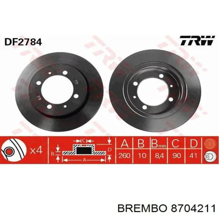 8704211 Brembo disco de freno trasero
