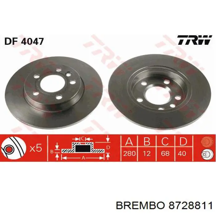 8728811 Brembo disco de freno trasero