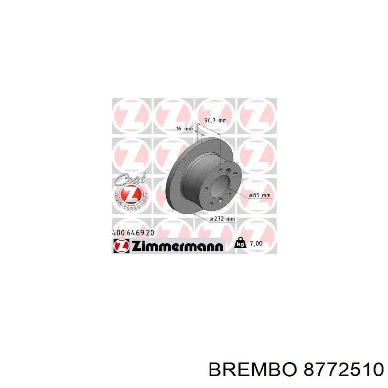 8772510 Brembo Freno de disco trasero