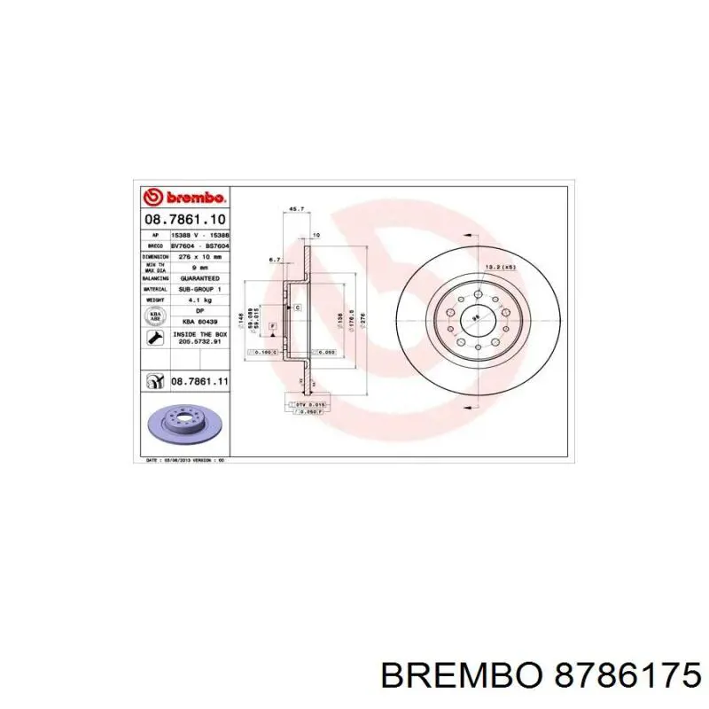 8786175 Brembo disco de freno trasero