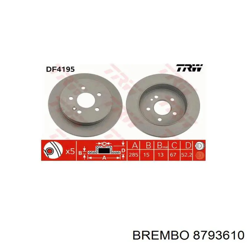 8793610 Brembo disco de freno trasero