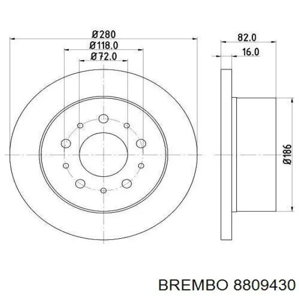8809430 Brembo Freno de disco trasero