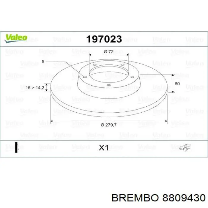 Disco de freno trasero Brembo 8809430 precio, desde 58,97 EUR