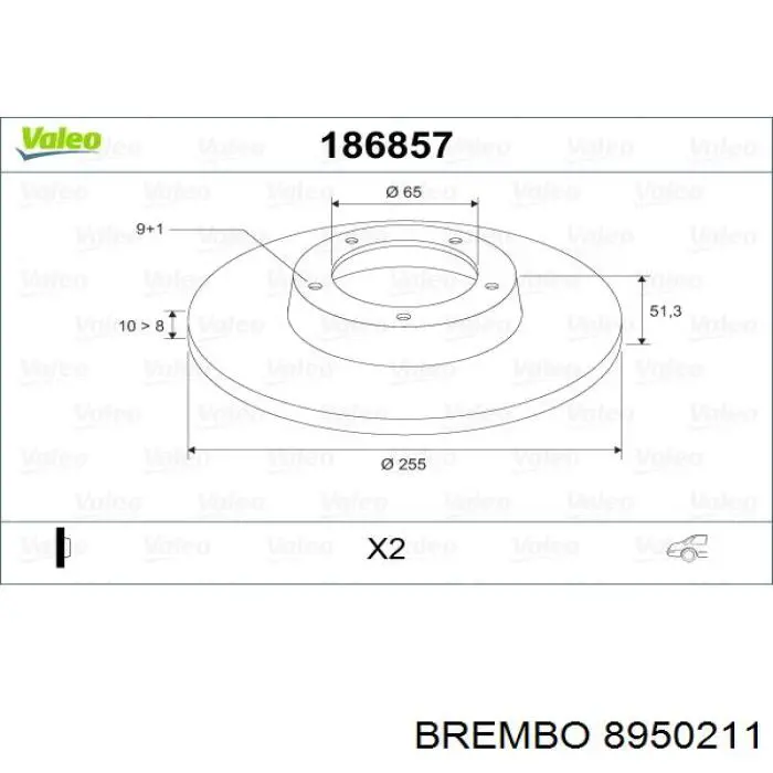 8950211 Brembo Freno de disco trasero