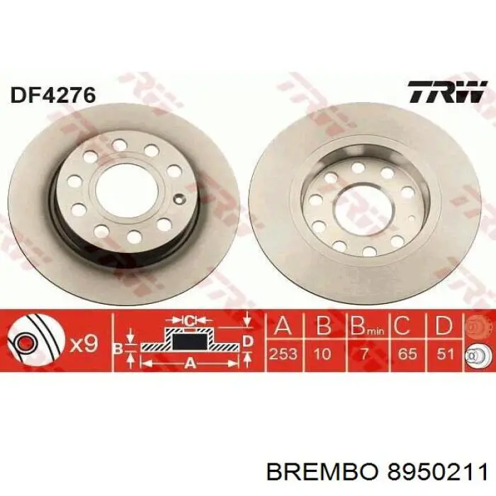 Comprar 8950211 Brembo Disco de freno trasero