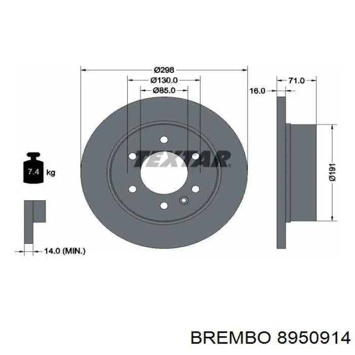 8950914 Brembo disco de freno trasero