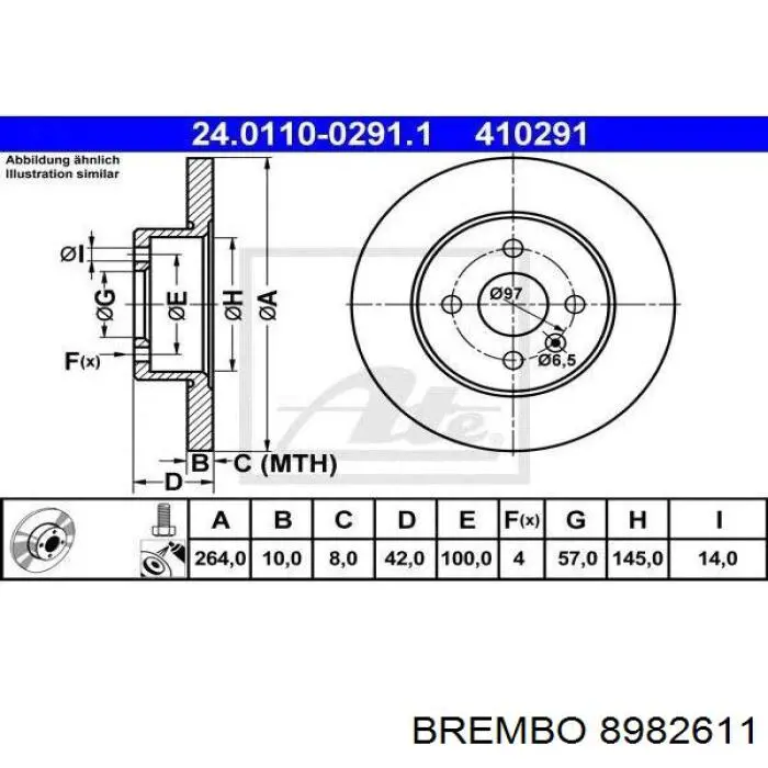 8982611 Brembo disco de freno trasero