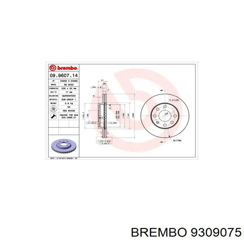 Freno de disco delantero Opel Astra 51, 52, F35, M35