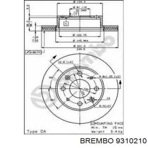 9310210 Brembo disco de freno delantero