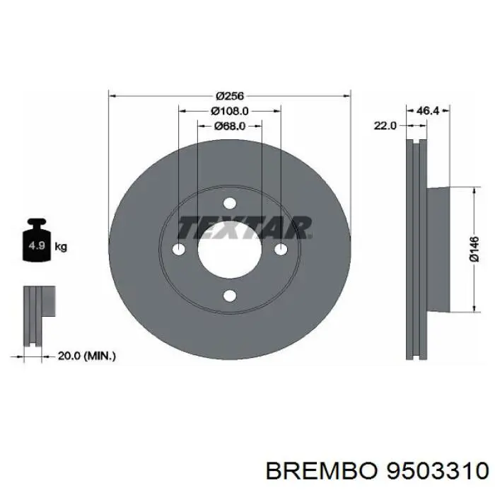 9503310 Brembo disco de freno delantero