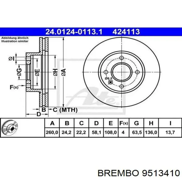 9513410 Brembo freno de disco delantero