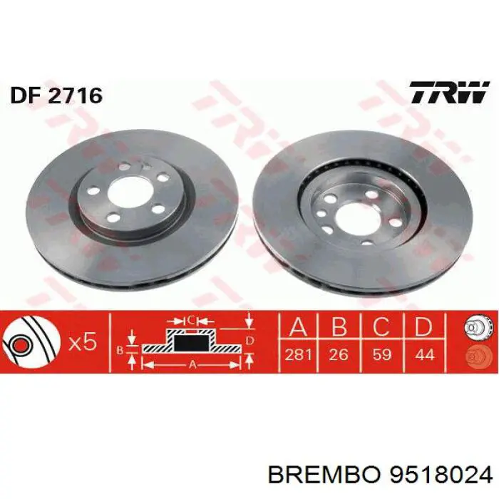 9518024 Brembo disco de freno delantero