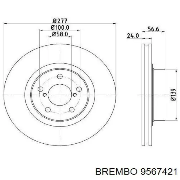 9567421 Brembo freno de disco delantero