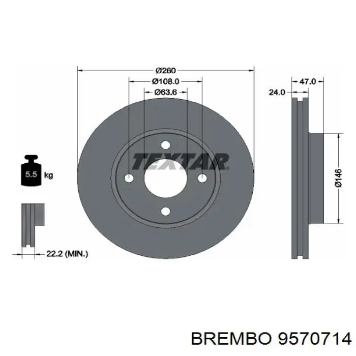 9570714 Brembo disco de freno delantero