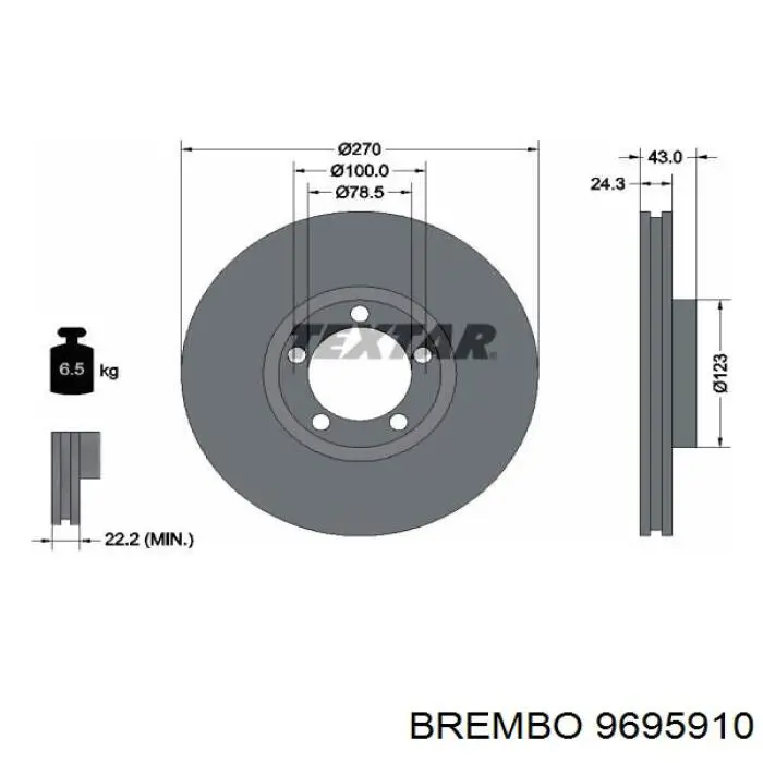 9695910 Brembo disco de freno delantero