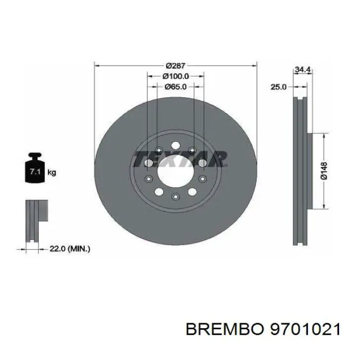 9701021 Brembo freno de disco delantero