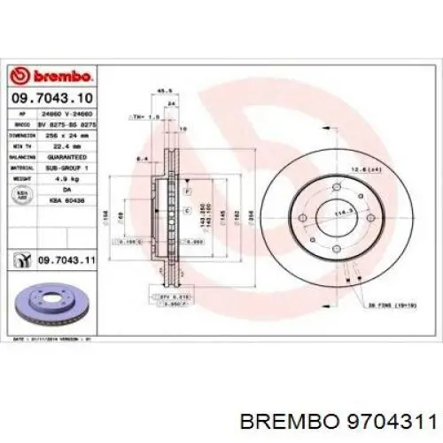 9704311 Brembo disco de freno delantero